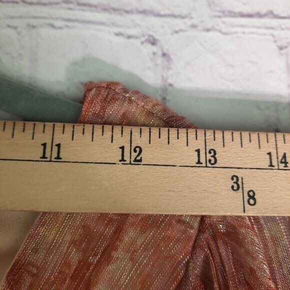 Haute Nites Metallic Orange Brown Sheer Maxi Dress - Picture 5 of 14